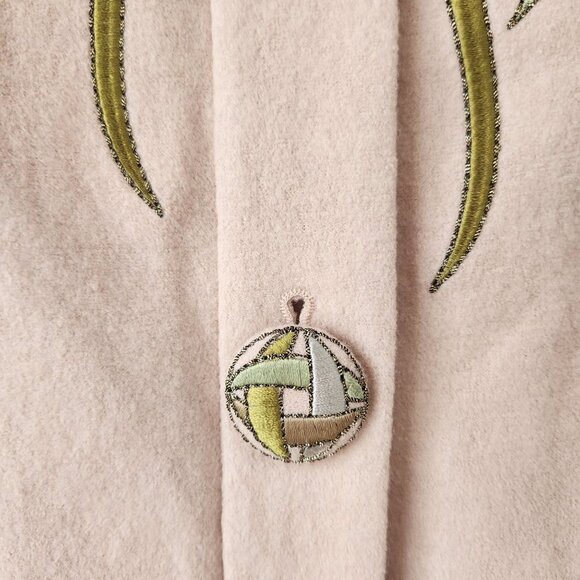 VTG Bob Mackie Wearable Art Wool Blazer Jacket Irish Embroidery Beige Women's L - Picture 5 of 7